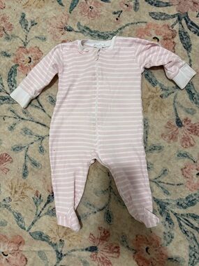 Kissy Kissy Pale Pink & White Striped Footed One-Piece